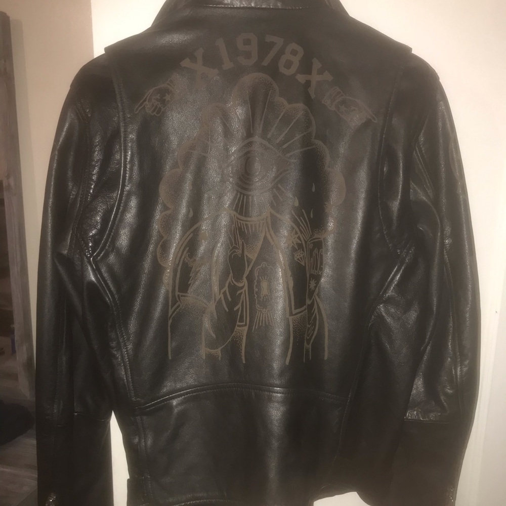 Diesel Leather Jacket: Black Gold.